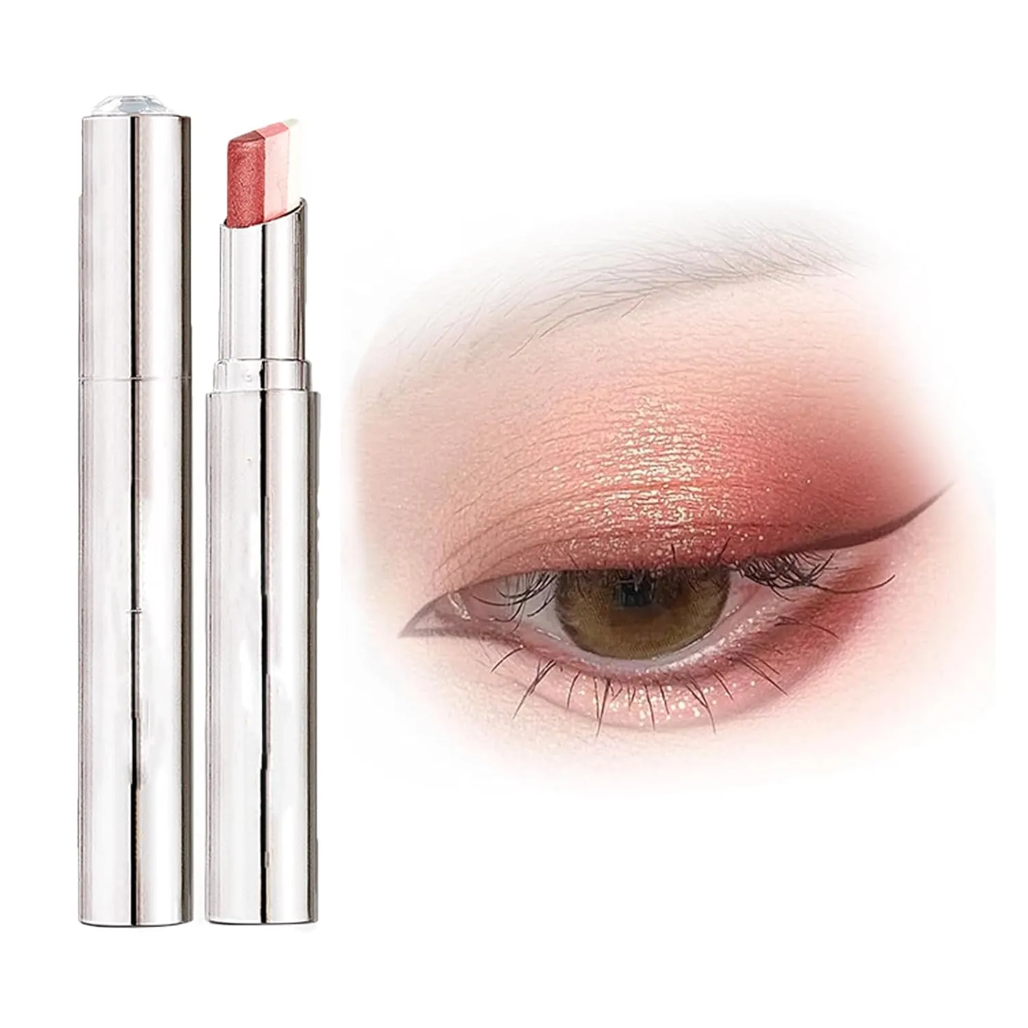 Waterproof Gradient Shimmer Eye-Shadow Stick, Roseionly Gradient Three-Color Eyeshadow Stick, Roseionly 3 Colors Shimmer Eyeshadow Sticks, Eye Shadow Pencil for Layered Eye Makeup (2#)