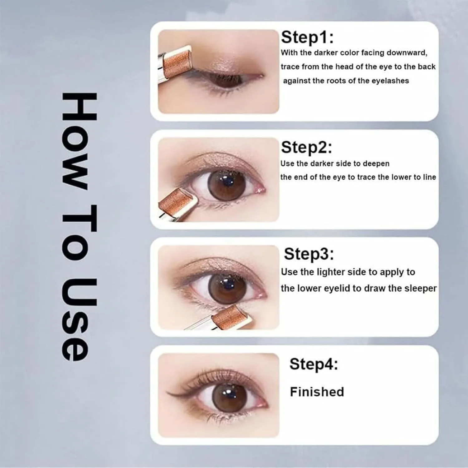 Waterproof Gradient Shimmer Eye-Shadow Stick, Roseionly Gradient Three-Color Eyeshadow Stick, Roseionly 3 Colors Shimmer Eyeshadow Sticks, Eye Shadow Pencil for Layered Eye Makeup (2#)