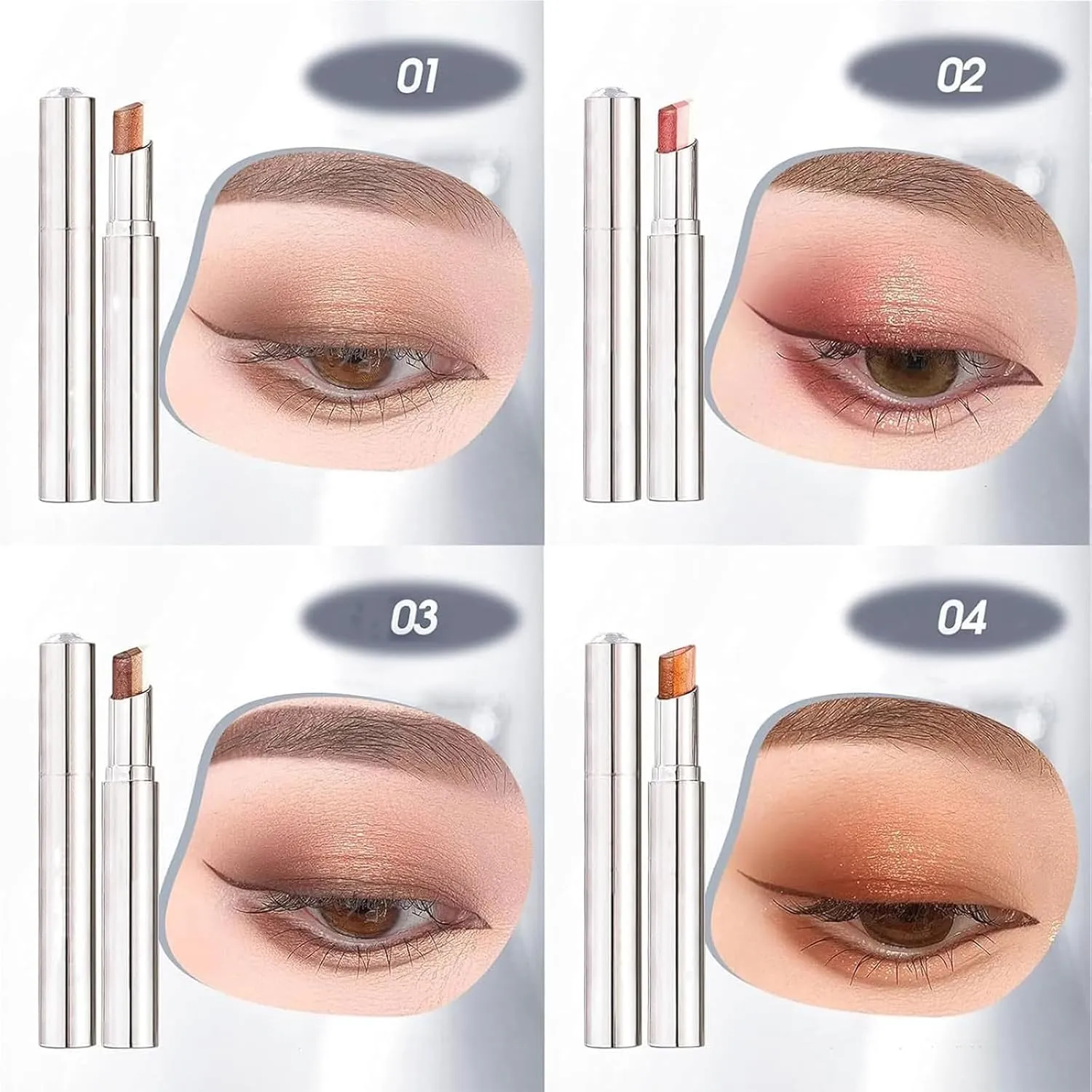 Waterproof Gradient Shimmer Eye-Shadow Stick, Roseionly Gradient Three-Color Eyeshadow Stick, Roseionly 3 Colors Shimmer Eyeshadow Sticks, Eye Shadow Pencil for Layered Eye Makeup (2#)