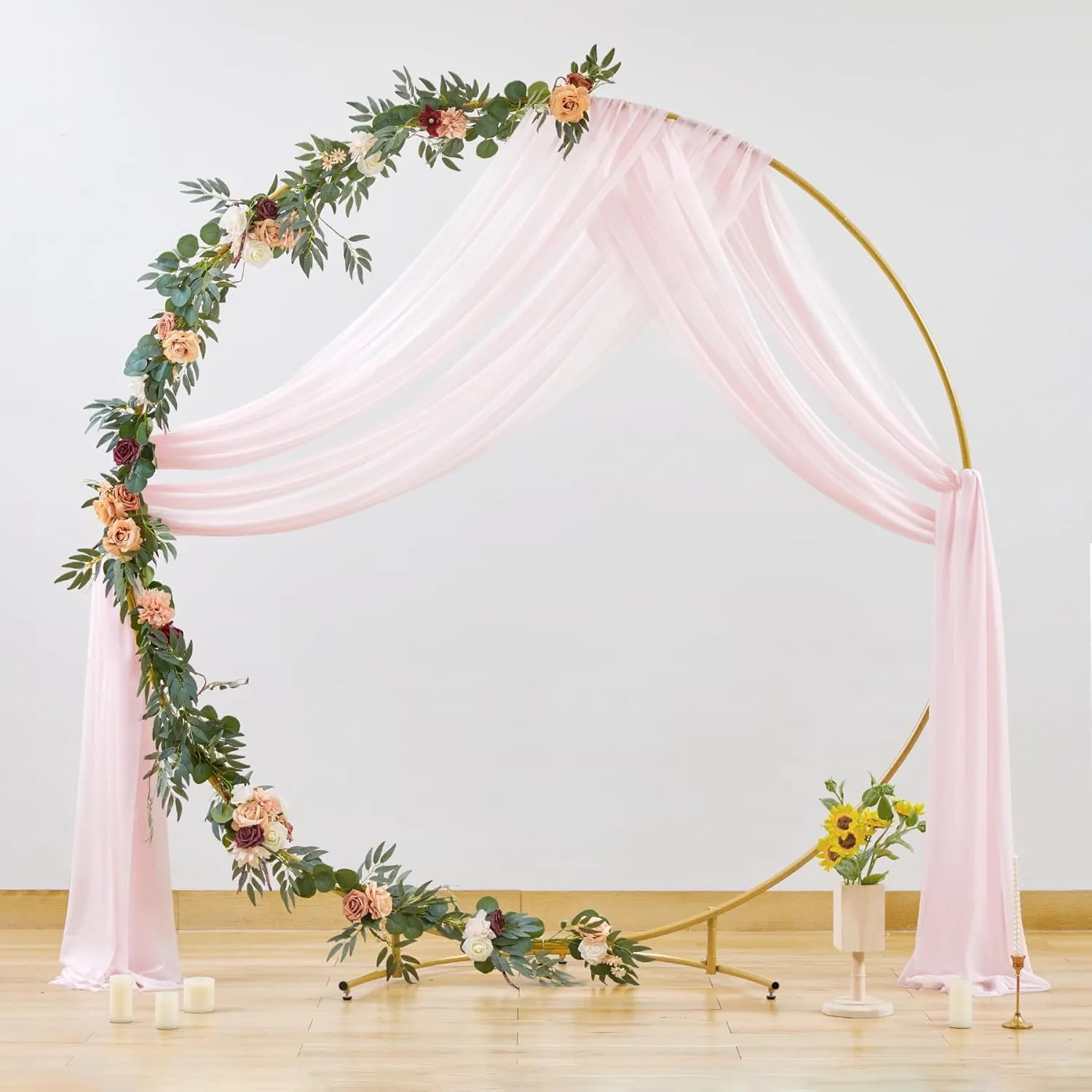 Wedding Arch Draping Fabric, 2 Panels 28" x 19Ft Blush Arch Drapes Sheer Backdrop Curtain for Wedding Ceremony Party Ceiling Decor