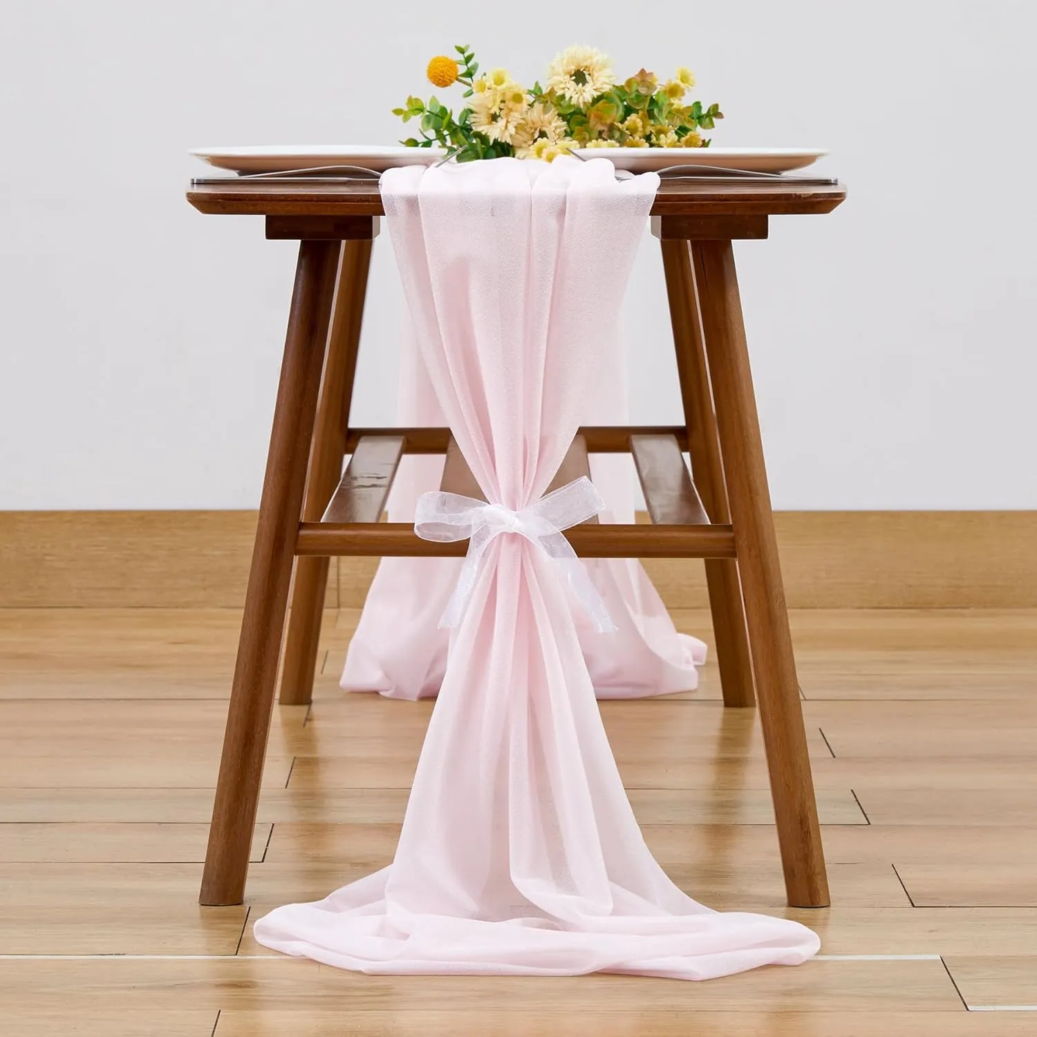 Wedding Arch Draping Fabric, 2 Panels 28" x 19Ft Blush Arch Drapes Sheer Backdrop Curtain for Wedding Ceremony Party Ceiling Decor