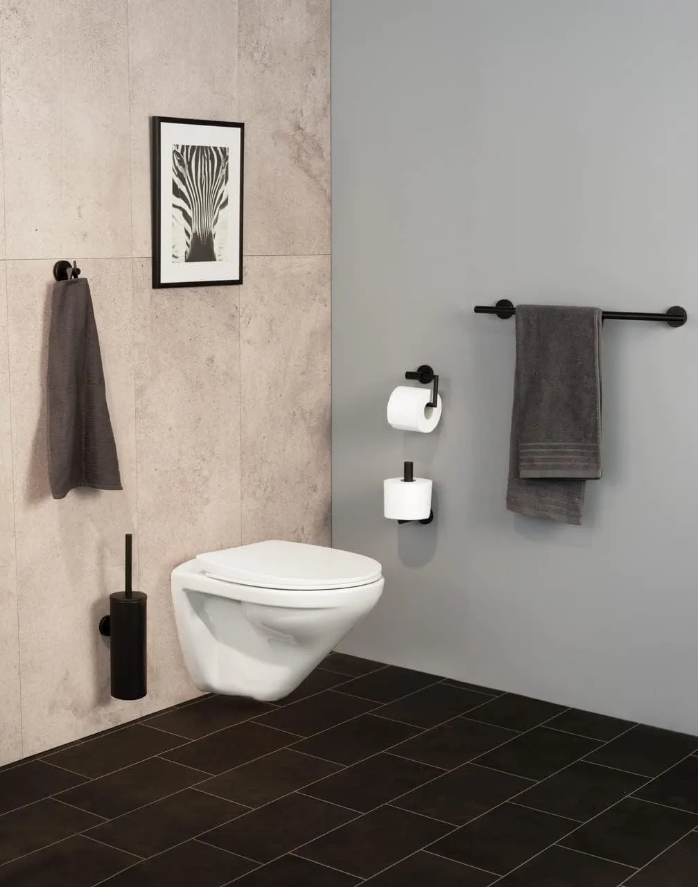 WENKO Uno Bosio Wall Hook Black Matt - Towel Hook, Clothes Hook, Stainless Steel, 5.5 x 5.5 x 5.5 cm, Matt