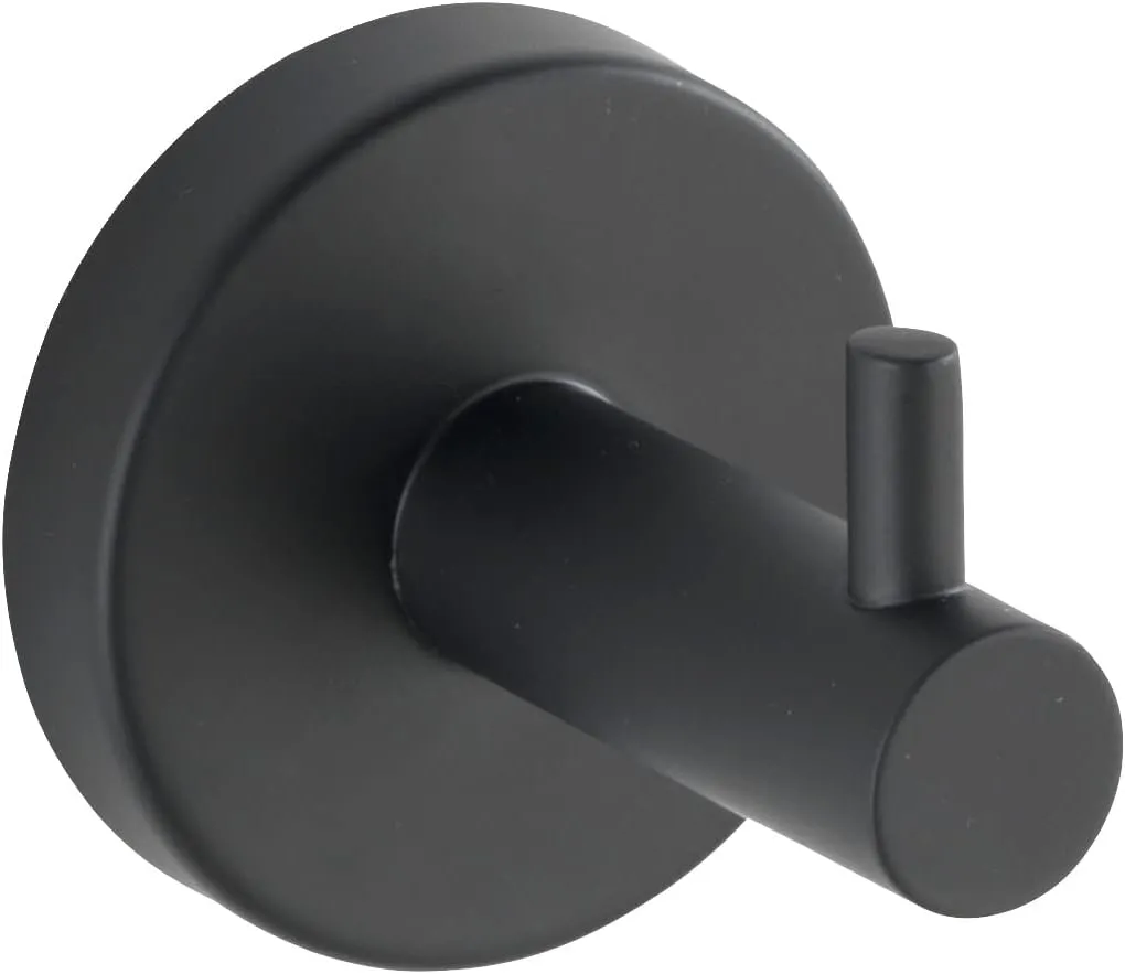 WENKO Uno Bosio Wall Hook Black Matt - Towel Hook, Clothes Hook, Stainless Steel, 5.5 x 5.5 x 5.5 cm, Matt