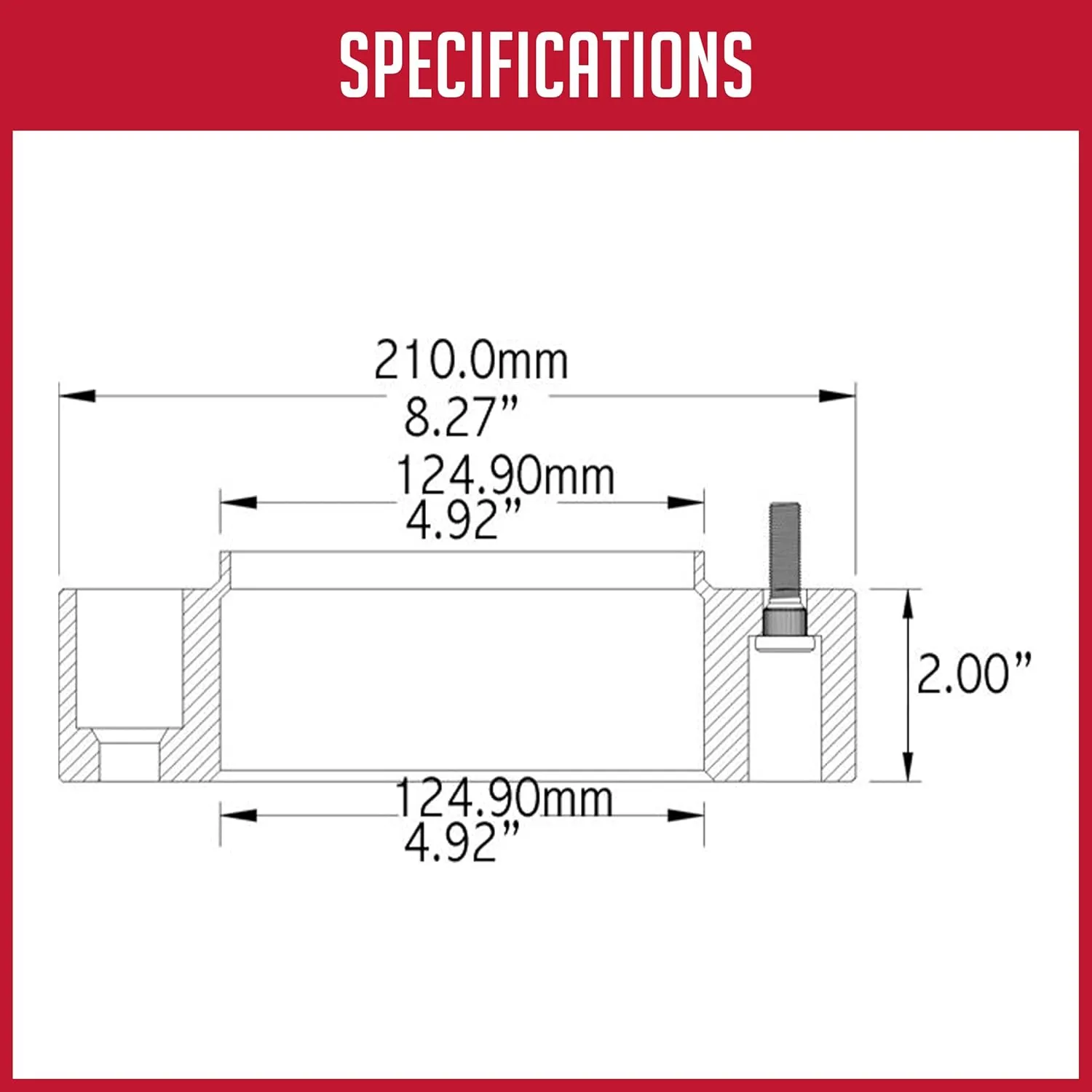 Wheel Accessories Parts 4 Pcs Hub Centric Wheel Spacers Adapters 8 on 170mm 2.00 Inch Thick M14 x 2.0 Thread Stud Fits 99-03 Ford F250 F350 Super Duty｜ Single Rear Wheel ｜ Dual Rear Wheel Front Only