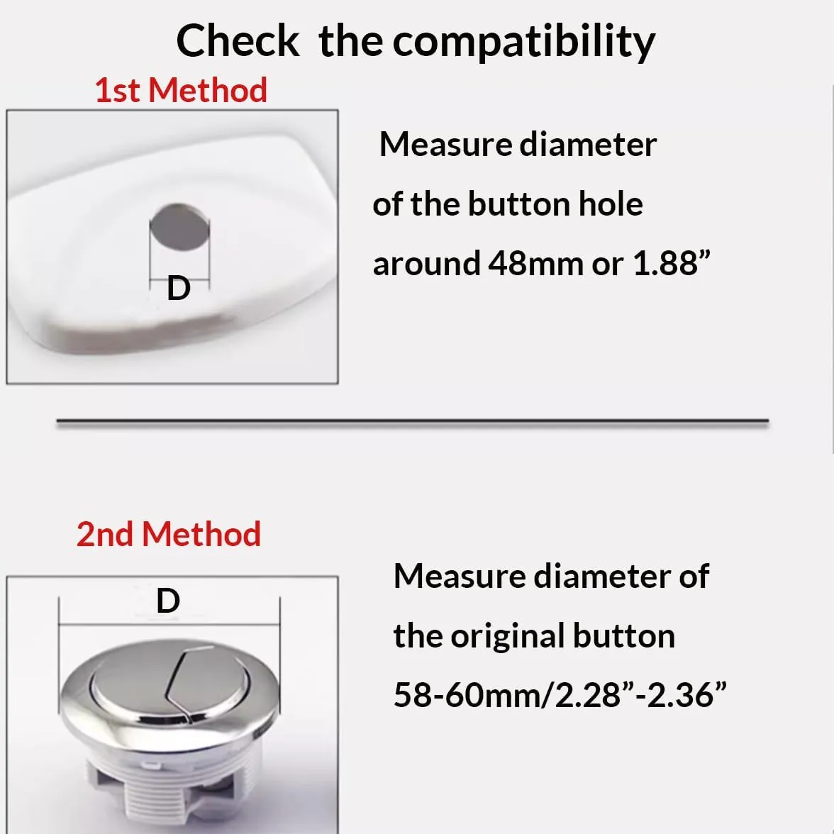 WinZo BT019RG Toilet Tank Round Dual Flush Push Button with Thread Diameter 48mm (1.88") Tank Valve Replacement Part Kits,Rose Gold
