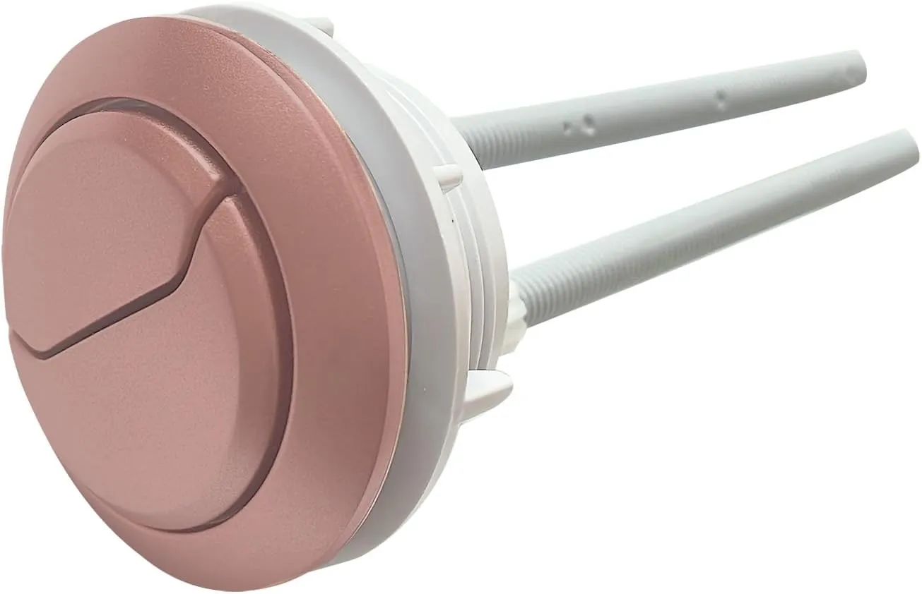 WinZo BT019RG Toilet Tank Round Dual Flush Push Button with Thread Diameter 48mm (1.88") Tank Valve Replacement Part Kits,Rose Gold