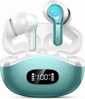 Wireless Earbuds Bluetooth Headphones, 2025 Hi-Fi Stereo Deep Bass Ear Buds, 4 ENC Noise Cancelling Mic, USB Fast Charging in-Ear Earphones, IP7 Waterproof Workout Sport for Laptop Pad Android iOS