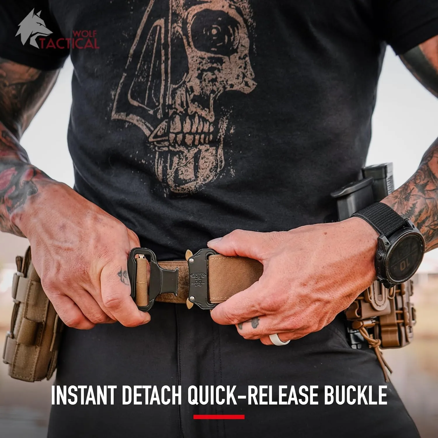 WOLF TACTICAL Molle Battle Belt Lite – 1.75” Quick-Release Combat Belt Tactical Gun Belt