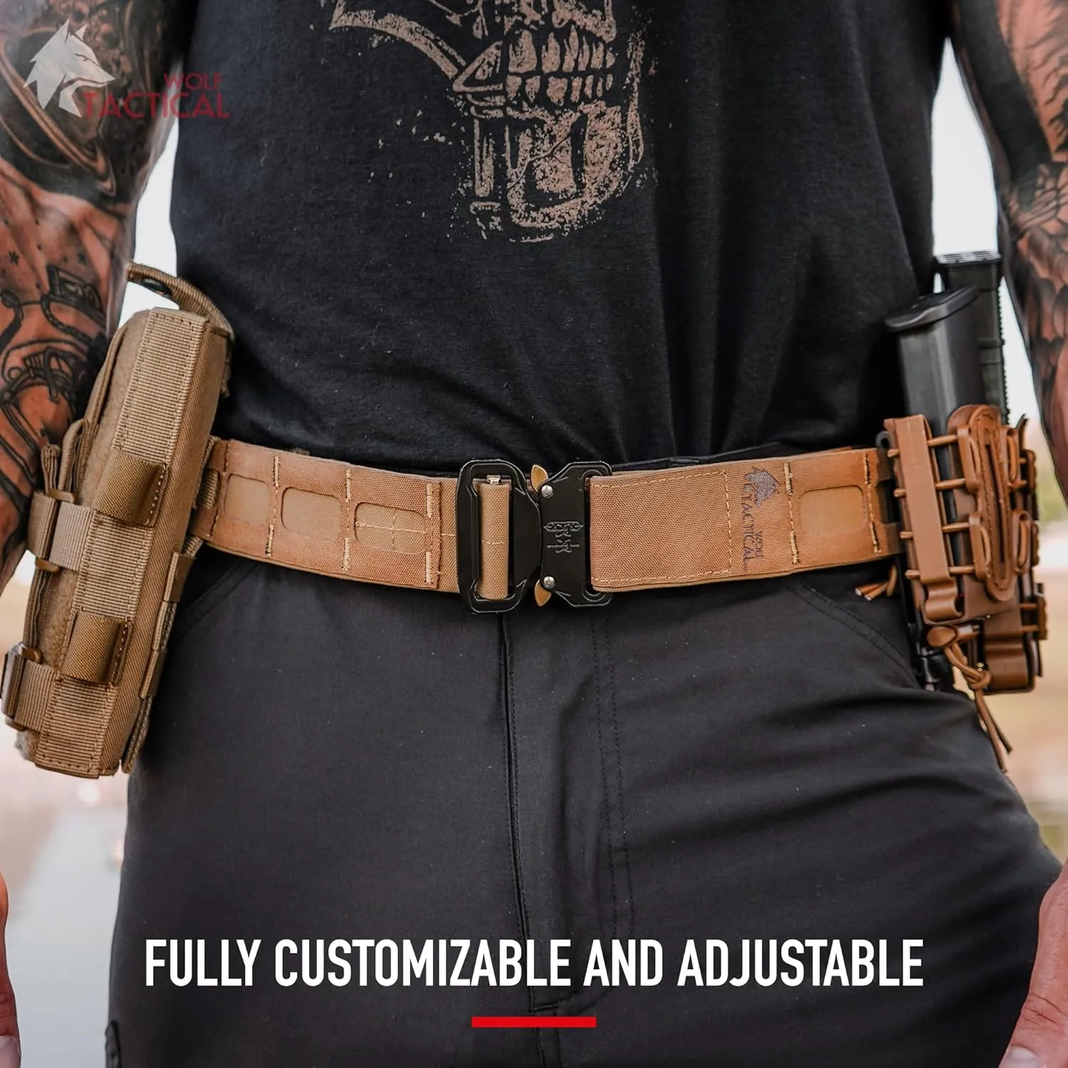 WOLF TACTICAL Molle Battle Belt Lite – 1.75” Quick-Release Combat Belt Tactical Gun Belt