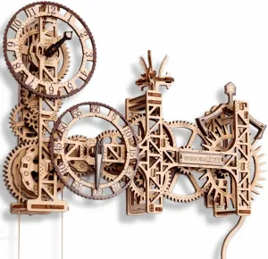 WOODEN.CITY 3D Puzzles for Adults - Steampunk Mechanical 3D Clock Puzzle - Making Kit - Wooden Clock Puzzle Model Kits for Adults - Wall Clock Decorative