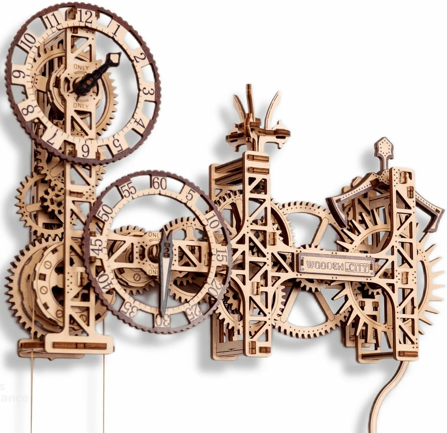 WOODEN.CITY 3D Puzzles for Adults - Steampunk Mechanical 3D Clock Puzzle - Making Kit - Wooden Clock Puzzle Model Kits for Adults - Wall Clock Decorative