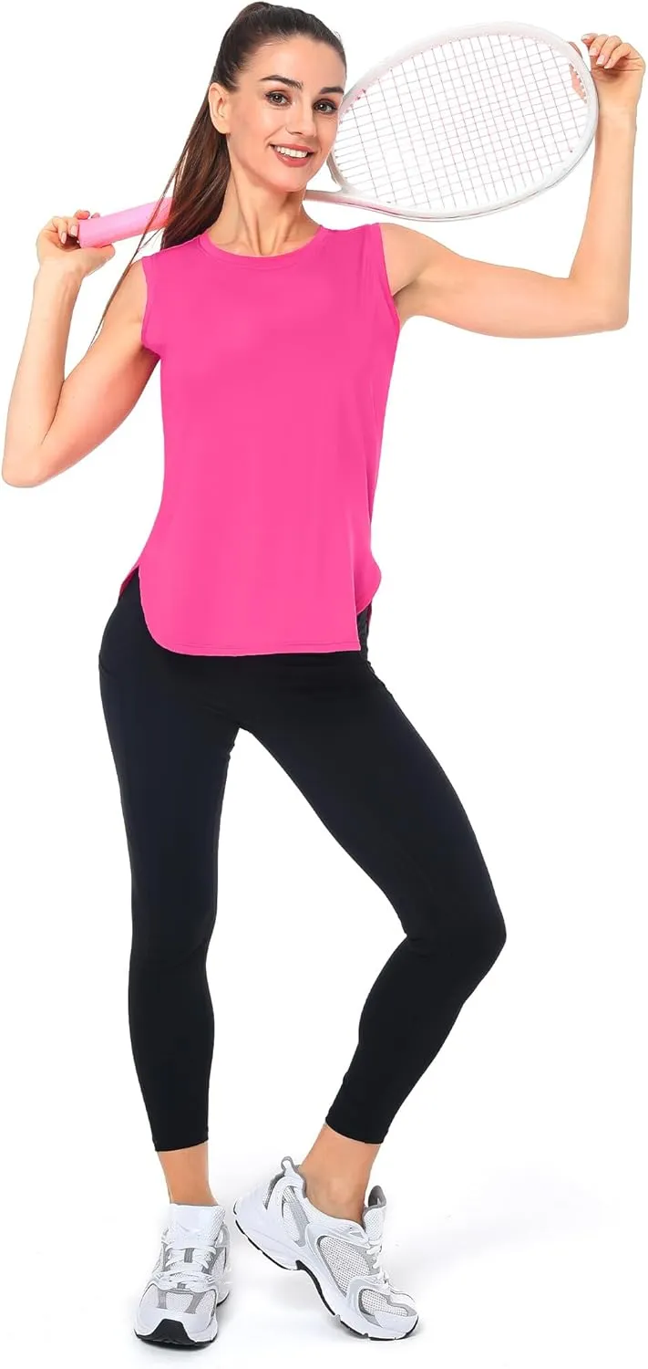 Workout Tank Tops for Women Sleeveless Athletic Yoga Quick Dry Exercise Running Shirts with Side Slit