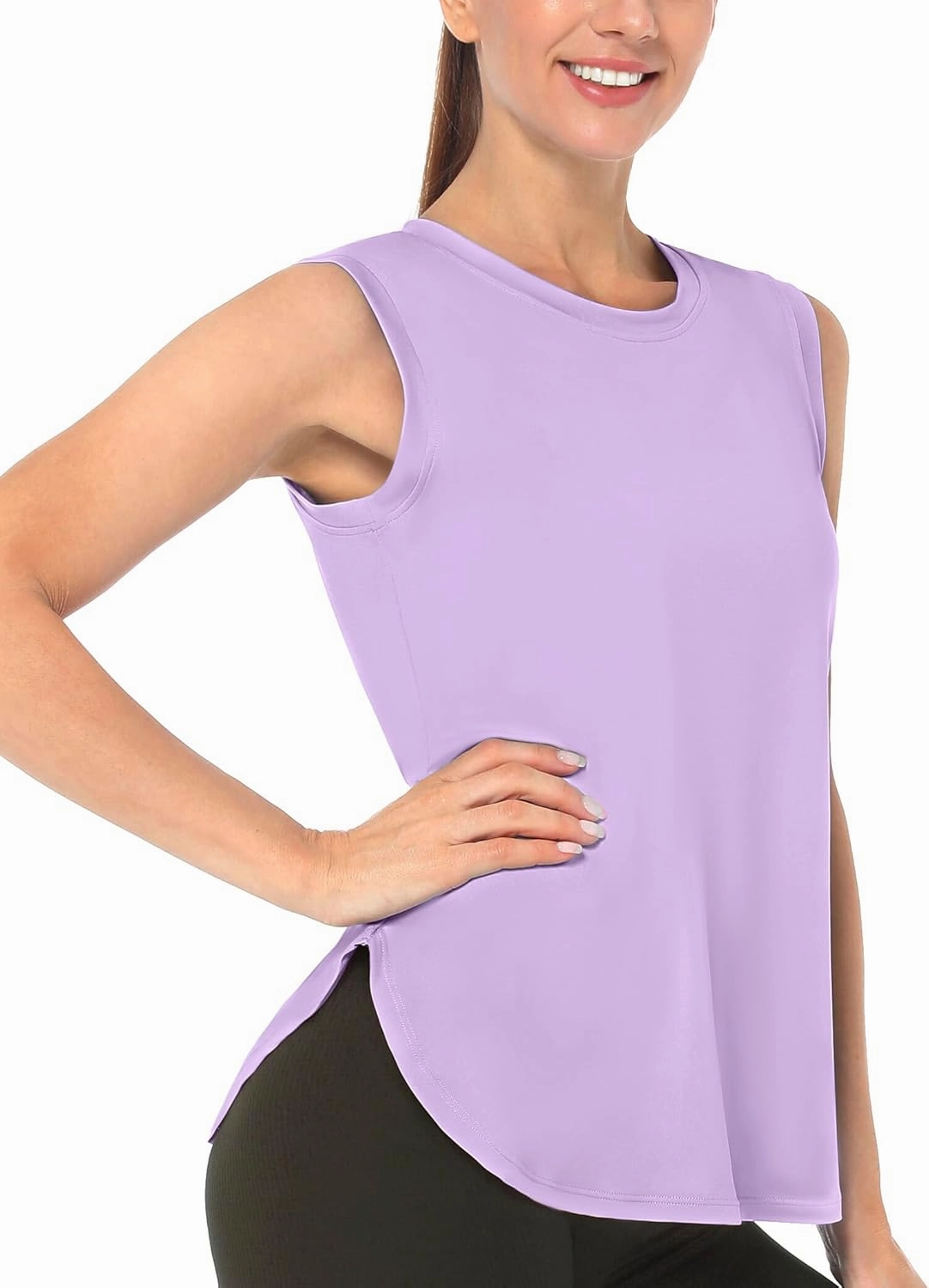 Workout Tank Tops for Women Sleeveless Athletic Yoga Quick Dry Exercise Running Shirts with Side Slit