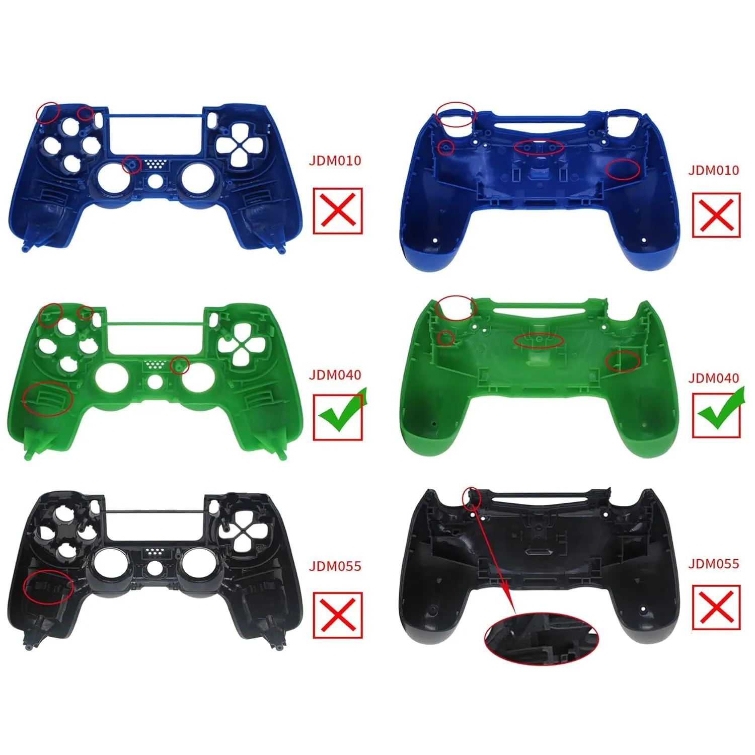 WPS Matte Controller Case Collection Full Housing Shell   Full Buttons for PS4 Playstation Slim Pro (JDM-040) Controller (Black)