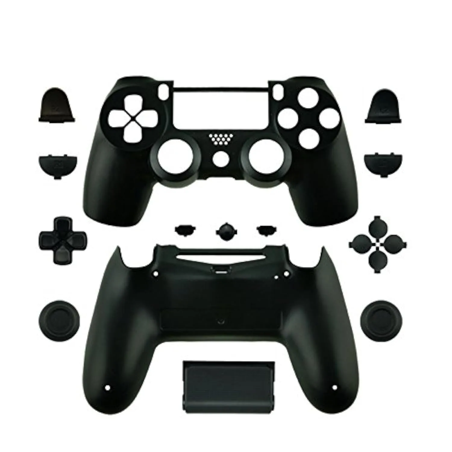 WPS Matte Controller Case Collection Full Housing Shell   Full Buttons for PS4 Playstation Slim Pro (JDM-040) Controller (Black)