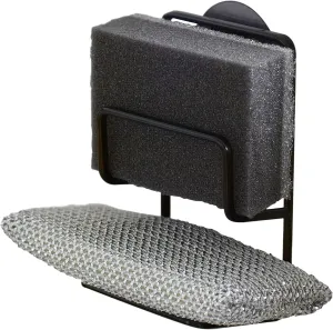YAMAZAKI home 2265 Double Sponge Holder-Steel Rack Organizer for Kitchen Sink, One Size, Black