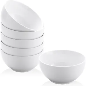Yedio Small Bowls Set, White Ceramic Bowls of 6, 10 oz Porcelain Bowl for Kitchen Dessert Rice Side Dish Snack Soup Fruits Cereal Ice Cream, Microwave Dishwasher Freezer Oven Safe Easy Clean Stackable