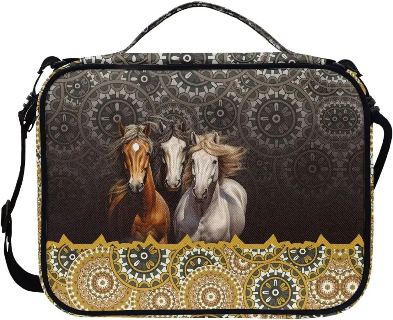 ZFRXIGN Boho Horse Bible Cover for Women Book Case Protective Bible Carrying Covers with Handle and Bookmark Bible Study Accessories Church Bag Mandala Western Tribal Navajo