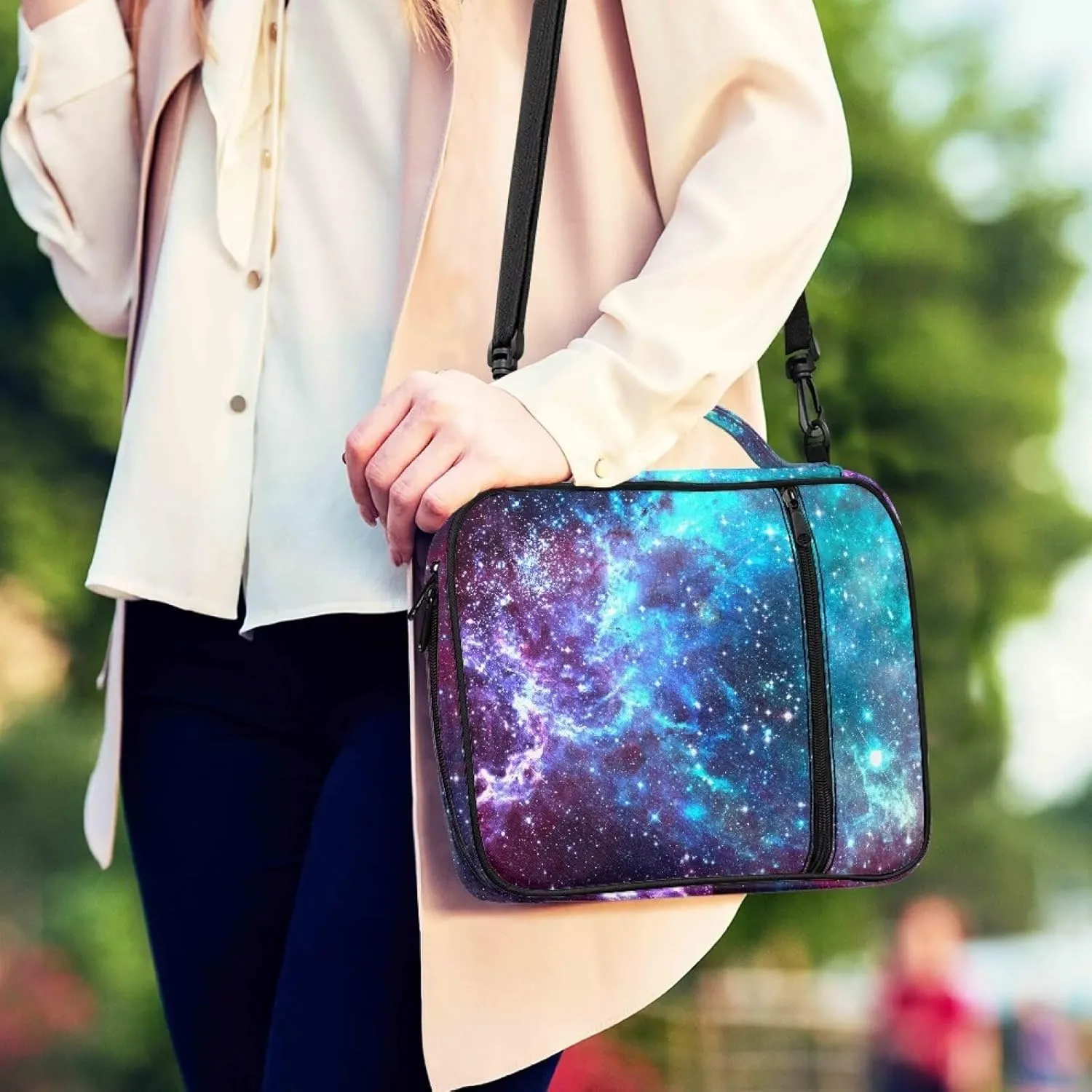 ZFRXIGN Butterfly Mushroom Bible Cover Case for Women Bible Organizer Bible Bag with Zip Pockets Durable Shopping Tote Crossbody Handbags for Daily Use Moon Night Galaxy