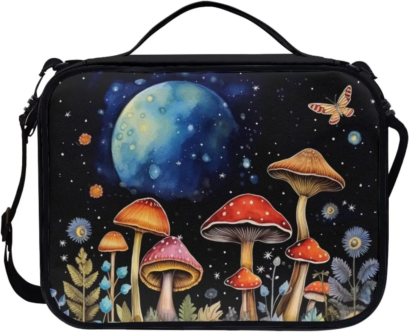 ZFRXIGN Butterfly Mushroom Bible Cover Case for Women Bible Organizer Bible Bag with Zip Pockets Durable Shopping Tote Crossbody Handbags for Daily Use Moon Night Galaxy