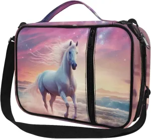 ZFRXIGN Trendy Horse Bible Carrying Case for Women Girls Bible Church Bag Crossbody Shoulder Bag Top Handle Tote Handbag Bag for Pen Notebook Keys Purple Pink Sunset Beach