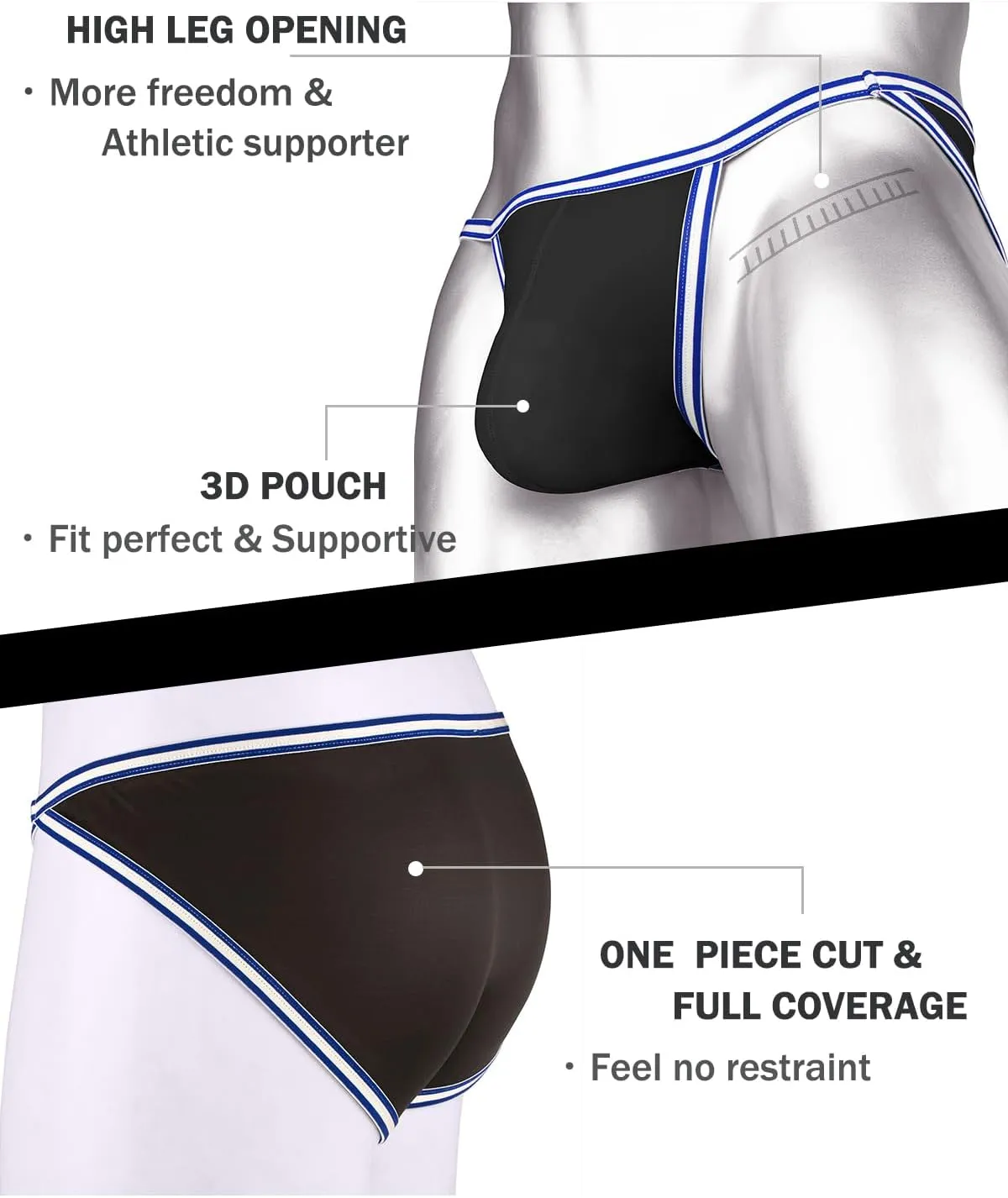 ZONBAILON Men's Briefs Dual Pouch Ice Silk Underwear See Through Thin Breathable Sexy Panties
