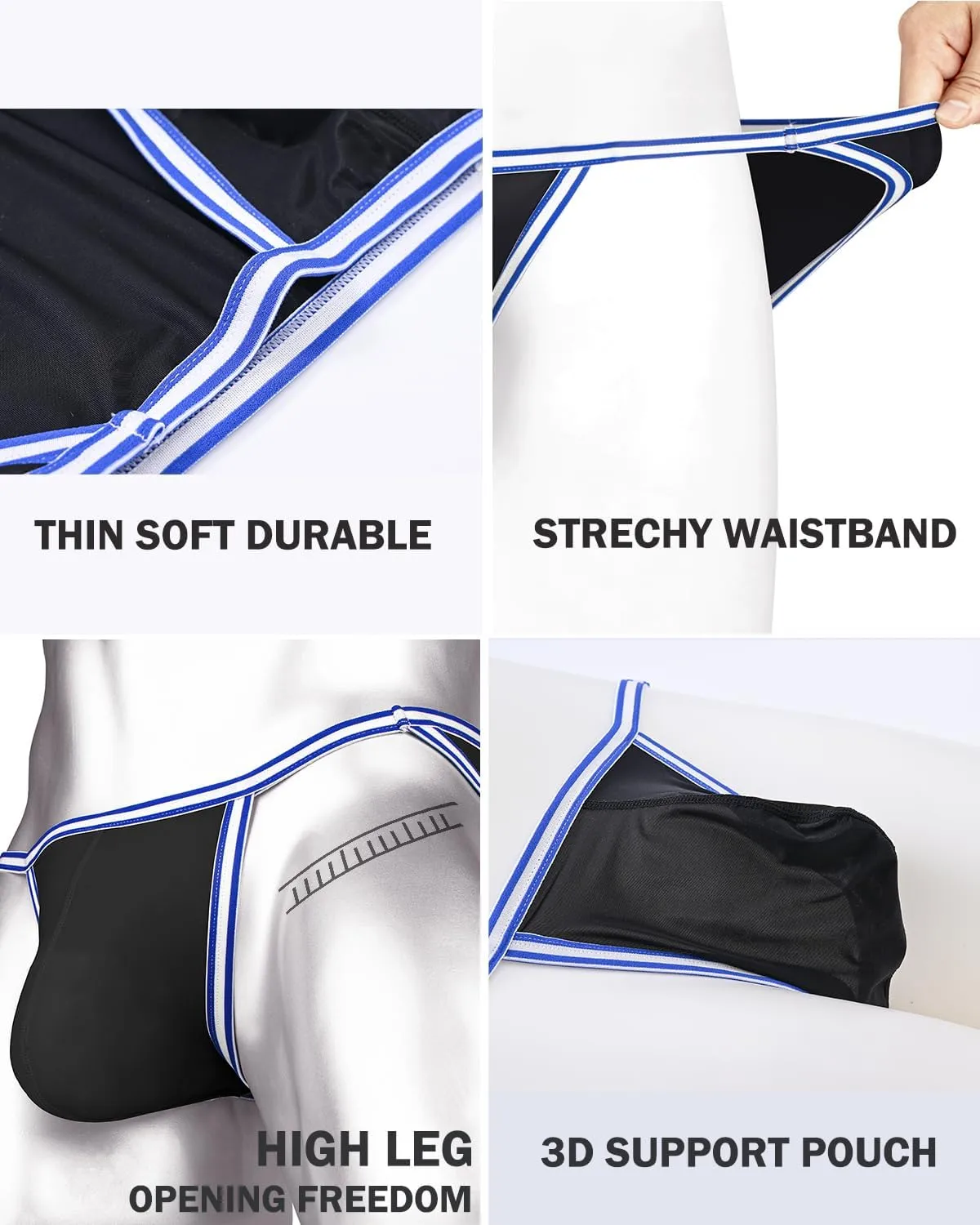 ZONBAILON Men's Briefs Dual Pouch Ice Silk Underwear See Through Thin Breathable Sexy Panties