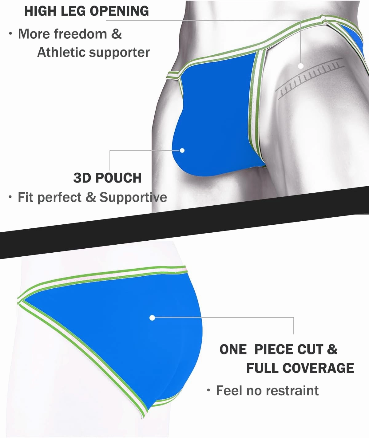 ZONBAILON Men's Briefs Dual Pouch Ice Silk Underwear See Through Thin Breathable Sexy Panties